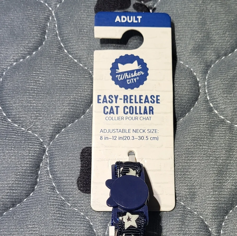 Whisker City Exclusive Night Stars Easy Release Adult Cat Collar (8-12in) NWT